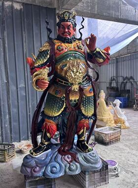 四大天王金刚寺庙护法铜雕大型玻璃钢增长广目木雕树脂神像佛像