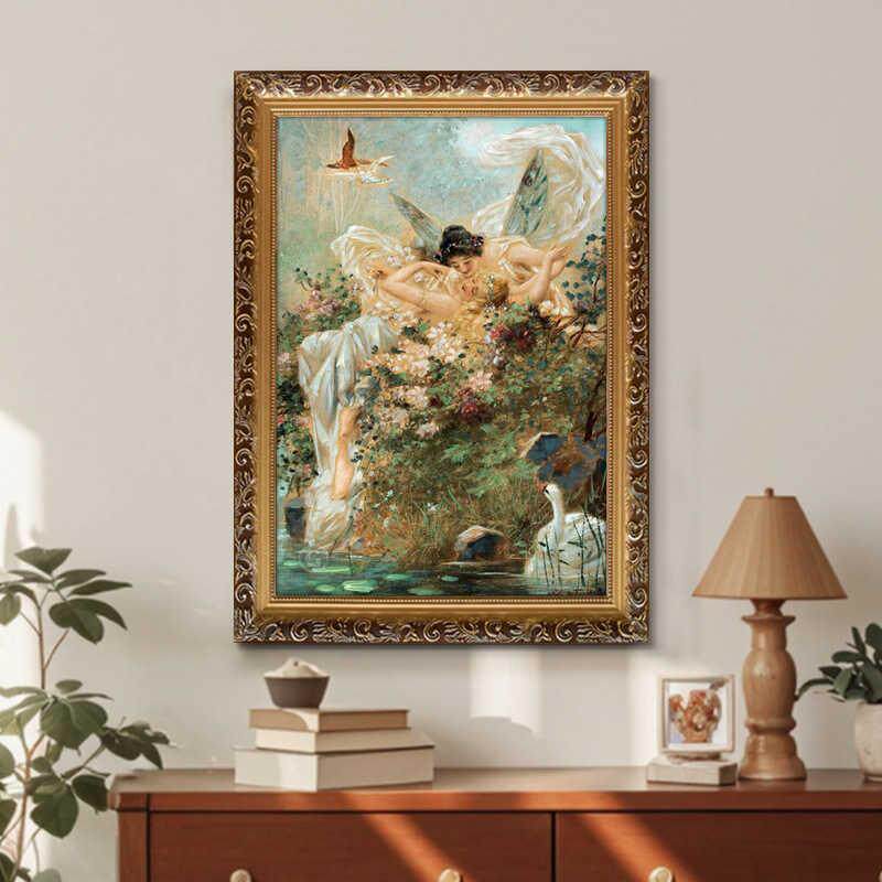 轻缅美式乡村复古人物装饰画欧式田园风景油画壁画世界名画挂画