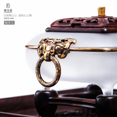 缘石台手工无铅水晶小叶紫檀香炉
