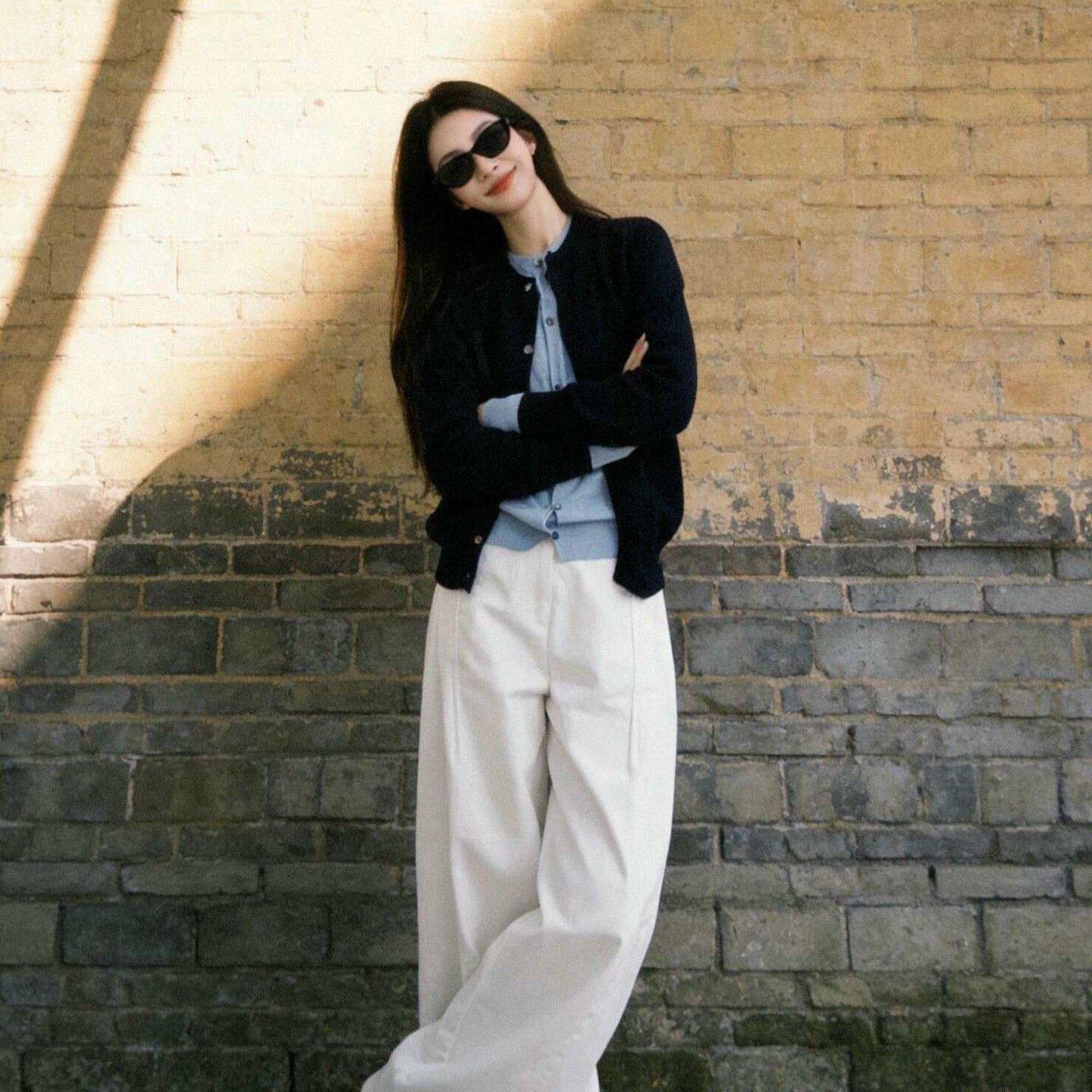早秋韩系小个子假两件开衫上衣裤子两件套女装2026超火穿搭一整套