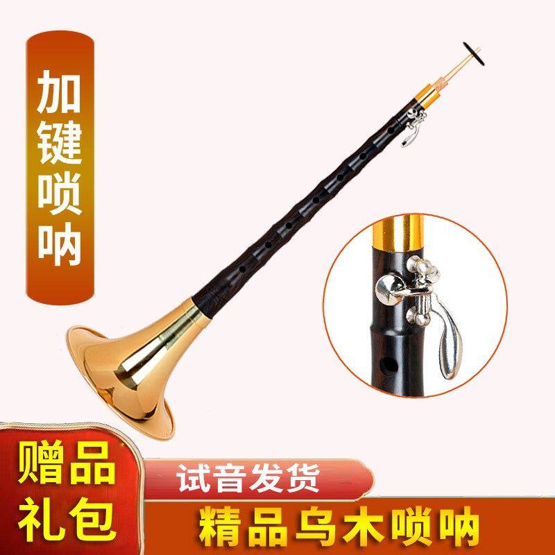 乌木红木加键唢呐高音r键泛音键专业做工镜面堂演奏级高音喇叭