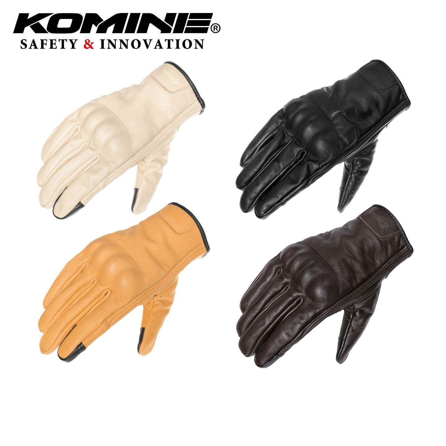KOMINE全牛皮革摩托车骑士手套简约复古机车手套四季男女款GK-862