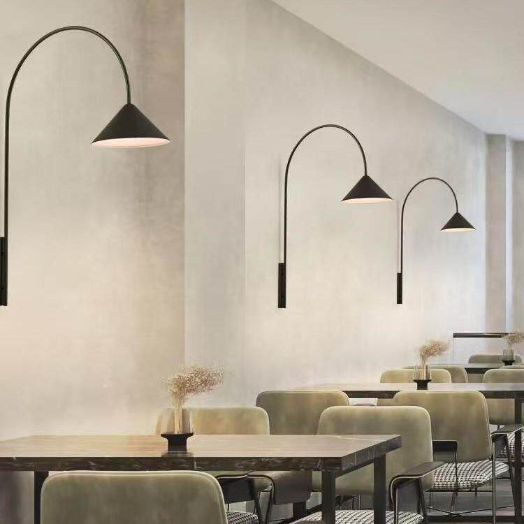 北欧极简钓鱼玻璃壁灯北欧创意背景墙灯工程装饰餐厅客厅长杆壁灯
