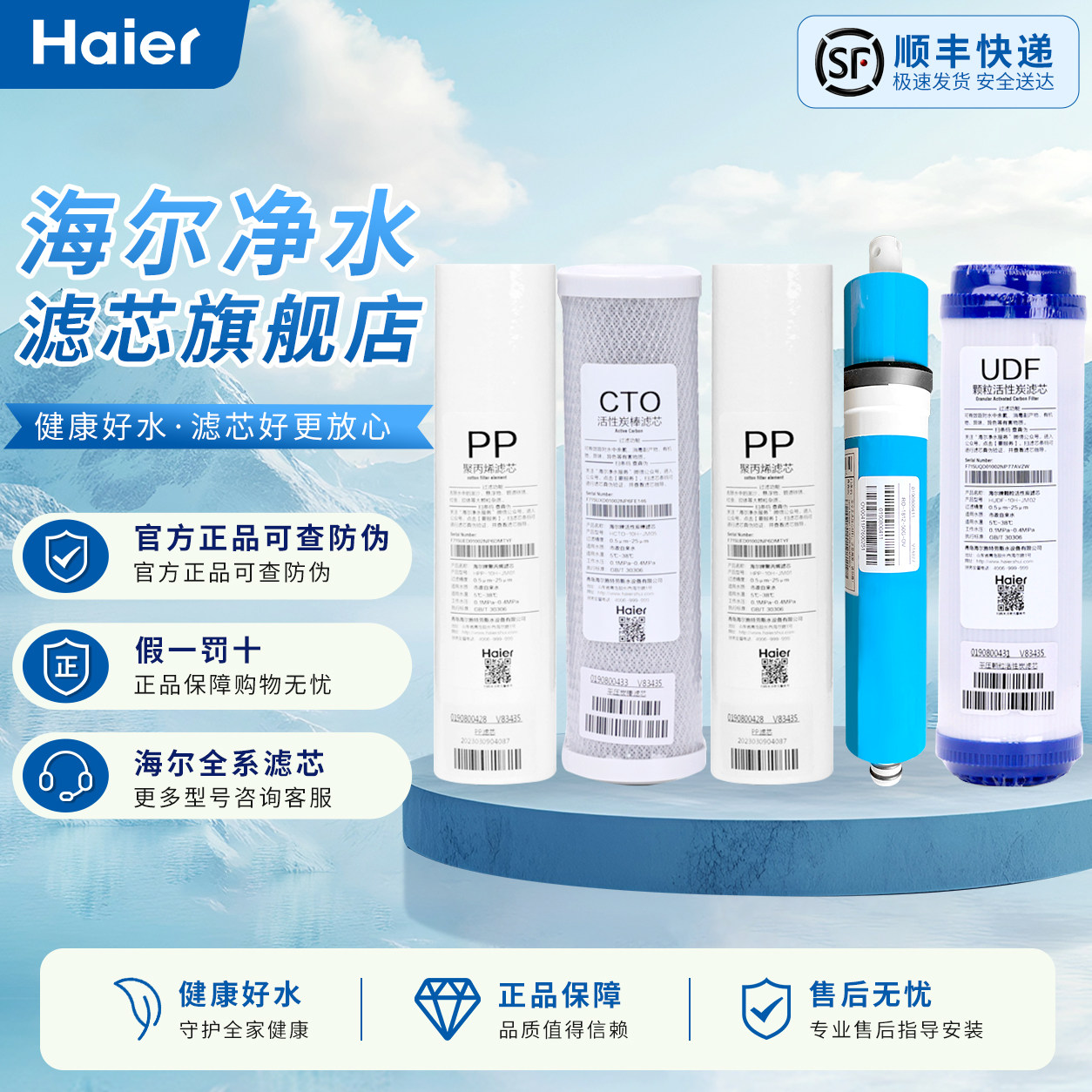 海尔施特劳斯净水器HSNF-300Q7U1/300Q8U1滤芯套装纳滤膜PP棉