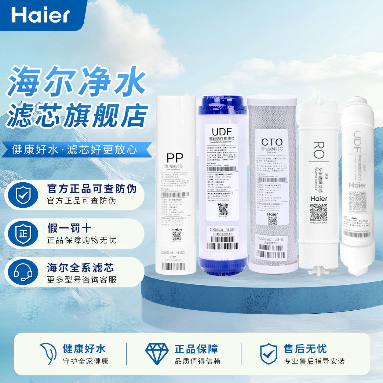 海尔净水器滤芯HRO5015-5(WD)/(WS) 、HRO5012A-5滤芯套装