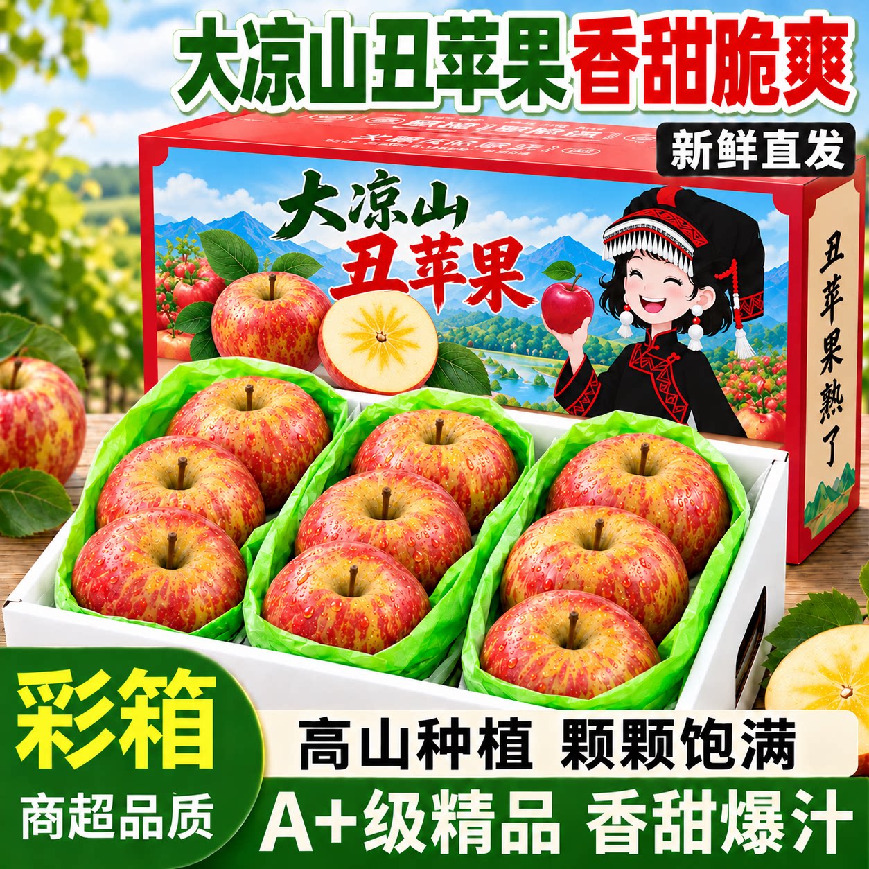 大凉山盐源红富士丑苹果香甜脆