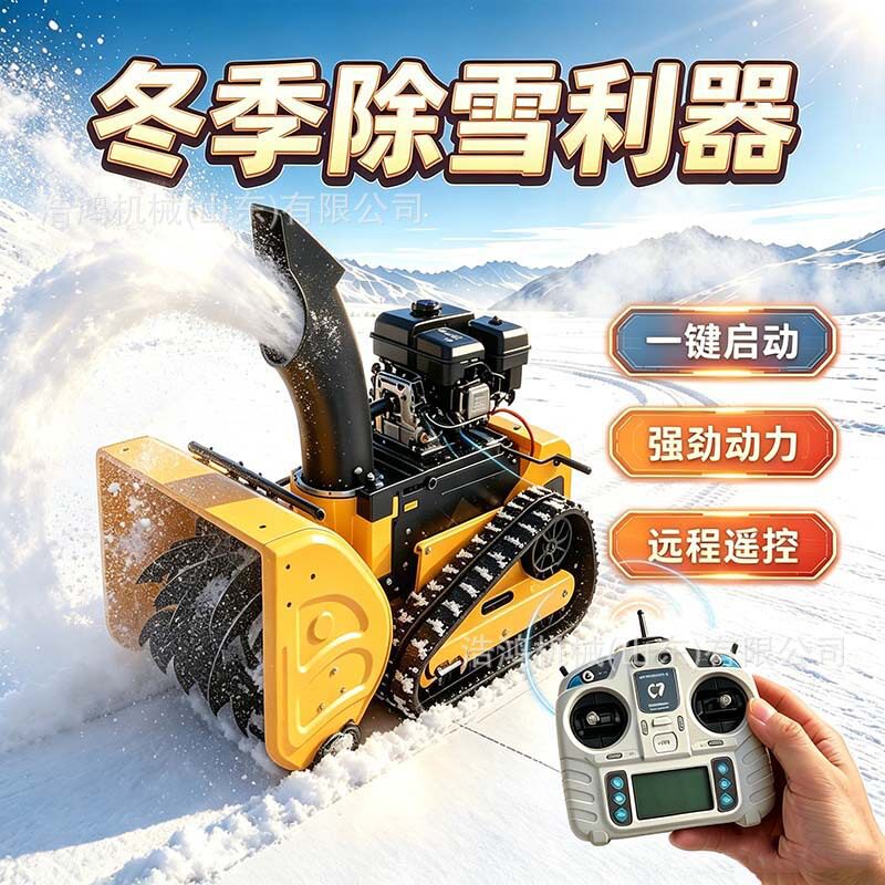 遥控除雪机燃油遥控除雪车清雪设备路面扬雪机履带式除雪机