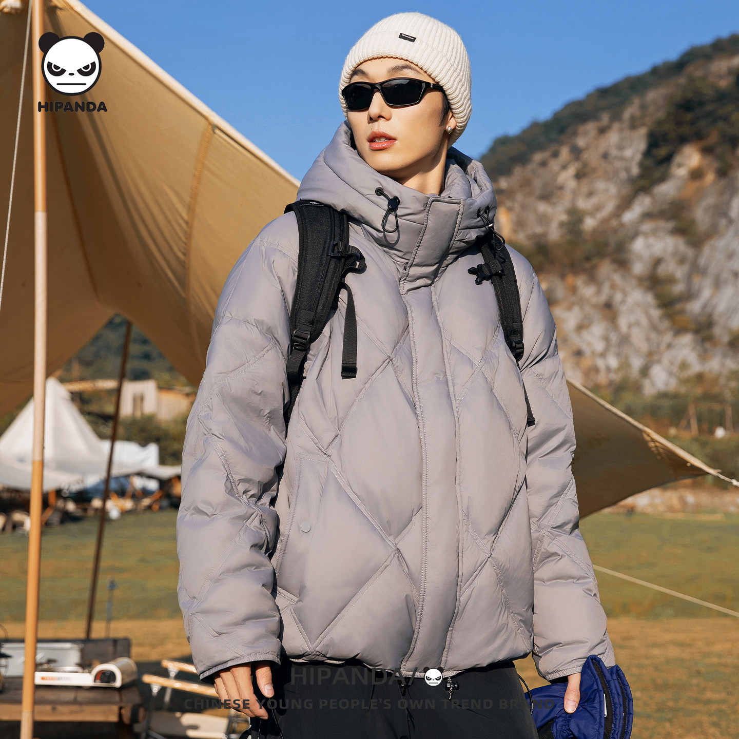 HIPANDA男90白鸭绒连帽羽绒服
