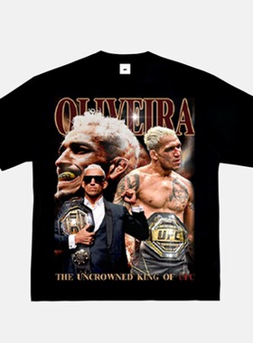 muc奥利维拉印花美式高街重磅纯棉圆领短袖t恤男ufc格斗宽松上衣