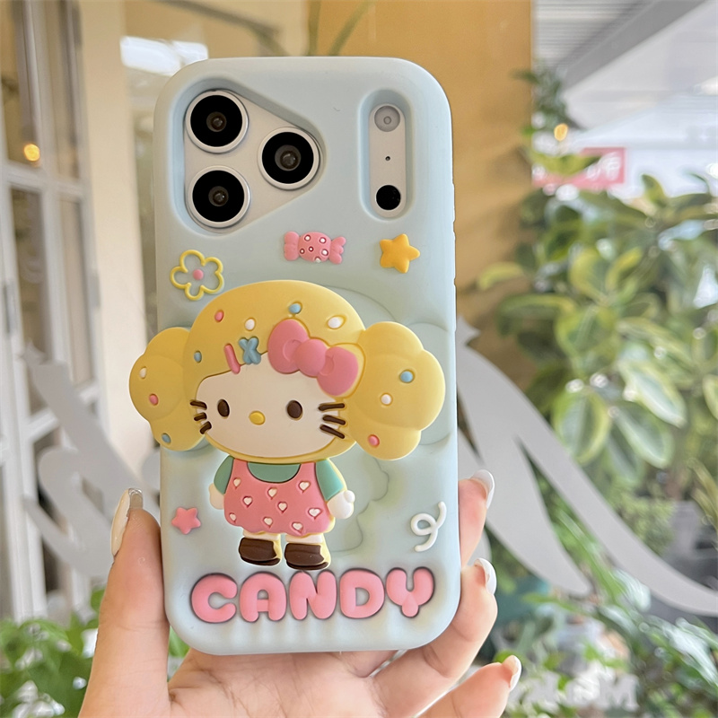 小众可爱KT猫女孩支架适用于苹果16promax手机壳17新款iphone14个性15pro女款13硅胶12全包11防摔15软