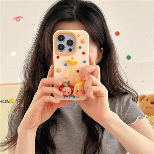 适用苹果17promax手机壳17air新款iPhone16promax创意iPhone15pro硅胶套14全包13软壳少女立体卡通星星人挂坠