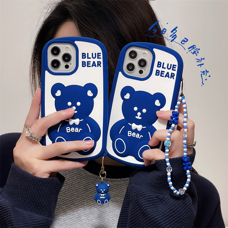 立体小熊14promax适用苹果13手机壳iphone12高出屏幕11全包防摔XR硅胶xsmax可爱8plus带挂件7P加厚6sp