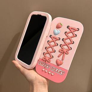 13小众 iPhone15promax手机壳防摔全包边苹果14Pro 韩系高级感蝴蝶结爱心草莓适用于苹果16promax个性 创意新款