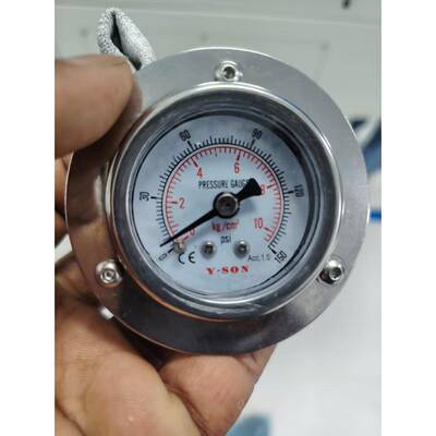 Y-SON不锈钢压力表40MM轴向带边面板式安装0-10kg充油耐震压力表