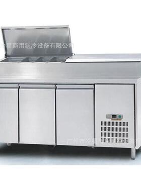 三门沙拉台冰柜风冷无霜抽拉式机组304不锈钢220V60hz冰箱