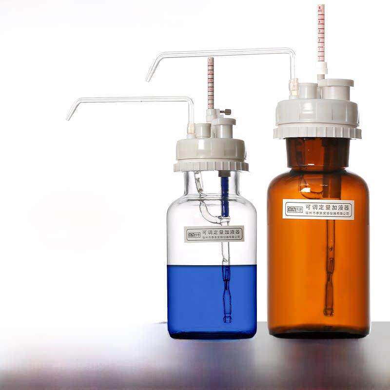 粉碎机品牌可调定量液体分配器实验室白棕色玻璃液体分配器瓶1/5/