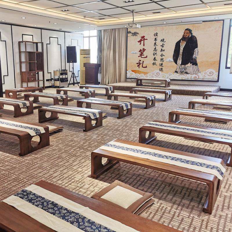 仿古国学桌幼儿园中式书法桌子实木儿童培训班课桌椅围棋桌茶艺桌