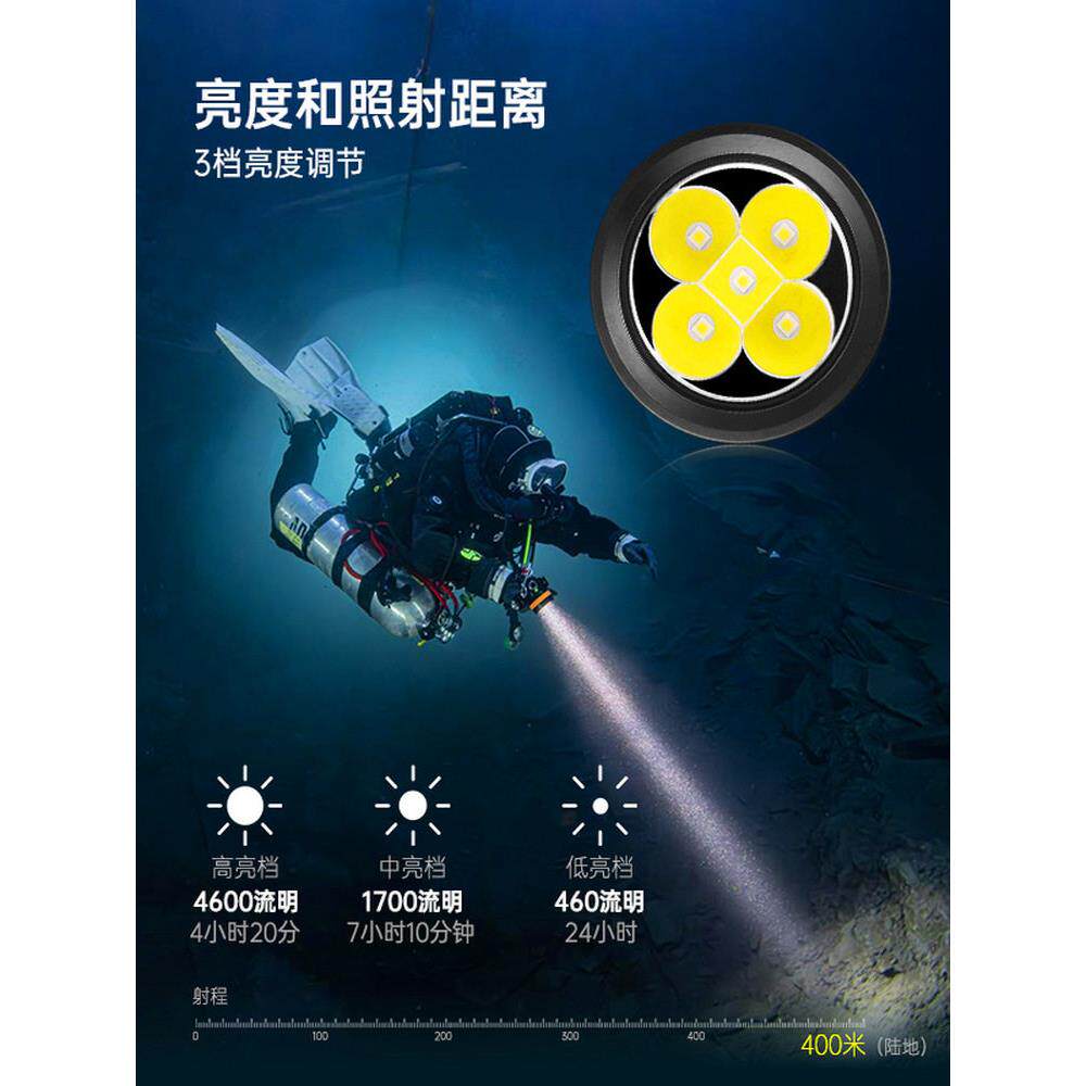OrcaTorch虎鲸d630 技术潜水手电筒d620高亮分体水下强光防水充电