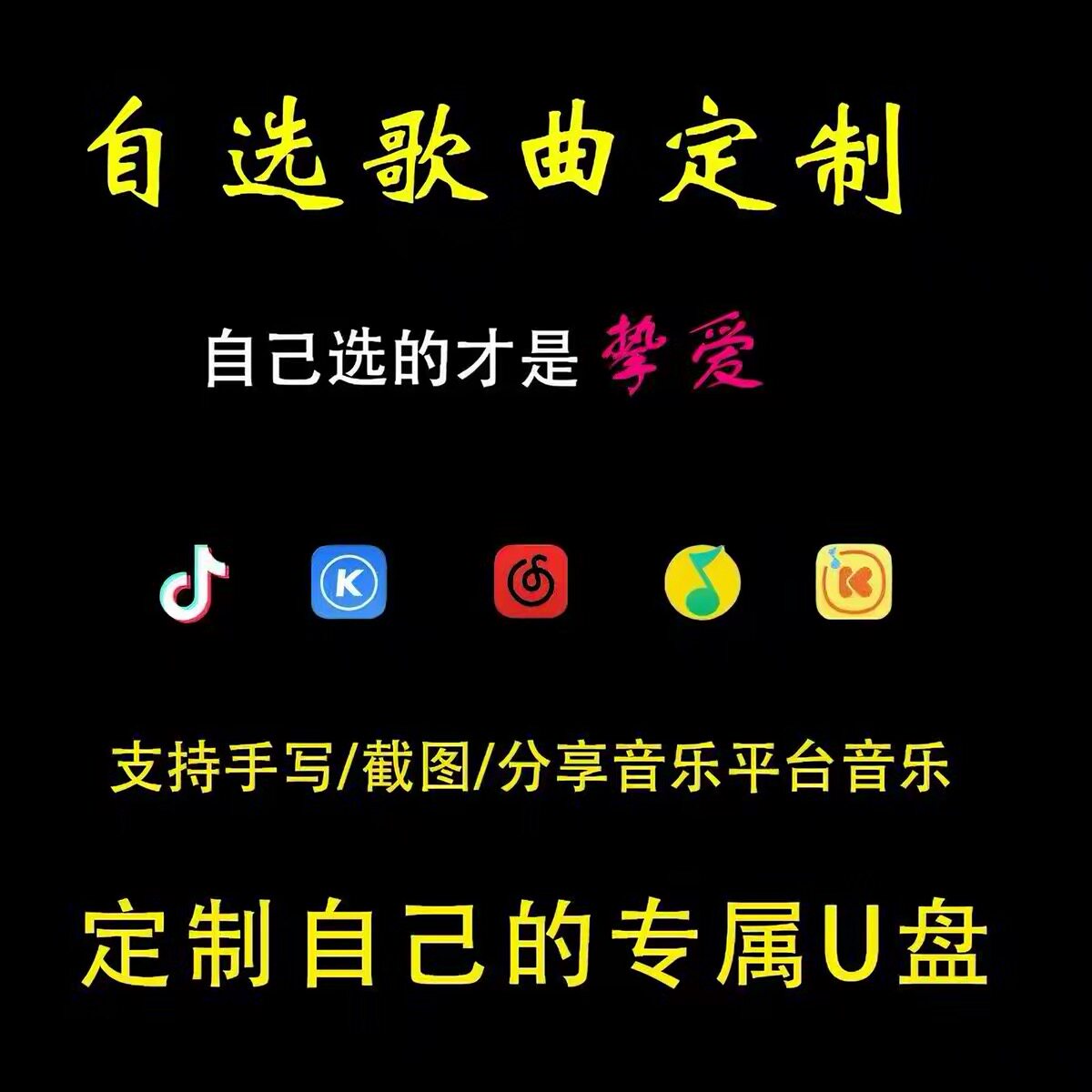 定制车载U盘自选歌曲订制优盘FLAC流行音乐内存卡定做WAV无损音质