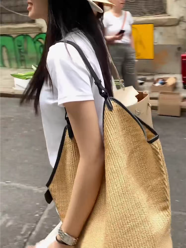 大容量草编腋下托特包包女式2025新款夏季高级感单肩通勤大包