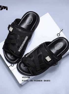 CHRISTO  VISVIM拖鞋男潮一字拖男士透气凉拖鞋子运动休闲沙滩鞋