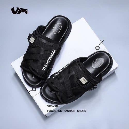 CHRISTO  VISVIM拖鞋男潮一字拖男士透气凉拖鞋子运动休闲沙滩鞋