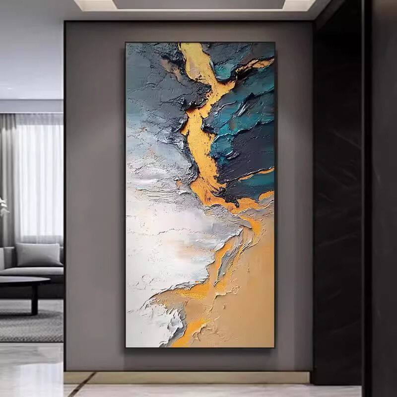 抽象艺术色彩客厅背景画装饰玄关画竖款走廊过道挂画玄关装饰画
