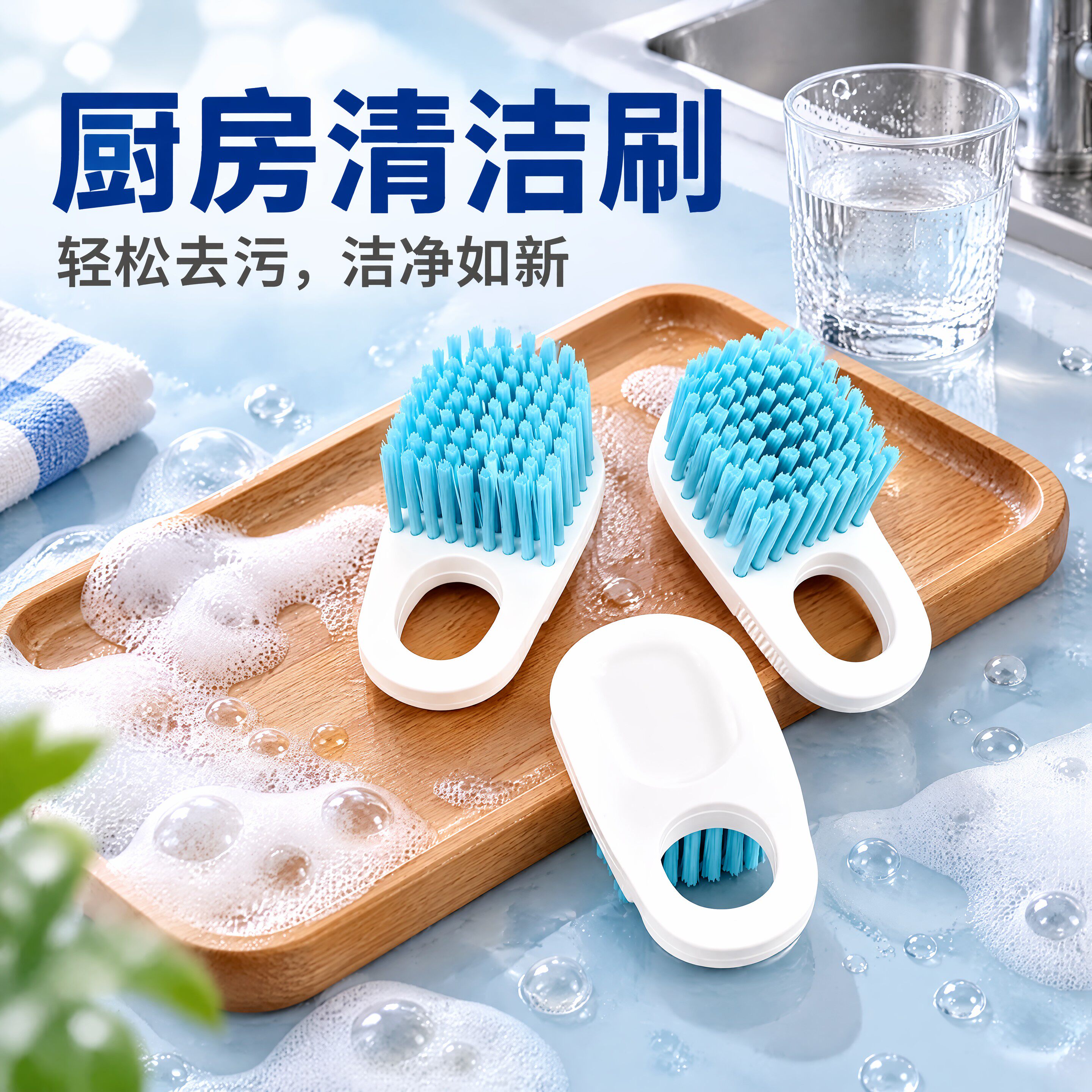 厨房专用刷子加密刷面U型防滑手柄多功能清洁刷厨房清洁刷菜板刷