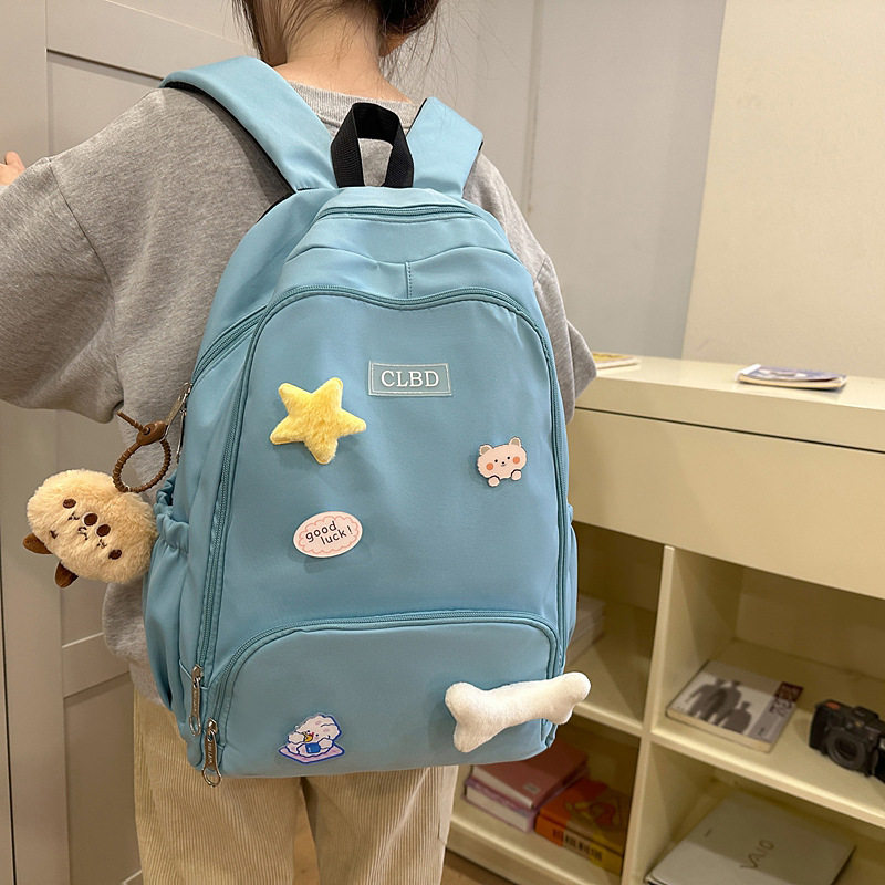 日系ins学院风双肩包休闲百搭背包 高中生大学生尼龙大容量书包女
