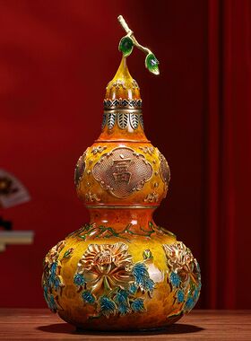 富贵吉祥纯黄铜葫芦摆件家居客厅酒柜中堂玄关装饰品乔迁开业礼品