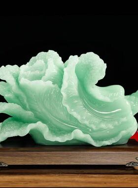 玉白菜摆件招财新中式客厅酒柜装饰品办公室桌面摆设店铺开业礼品
