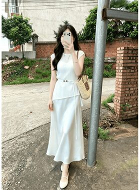 予良夏季针织吊带连衣裙套装