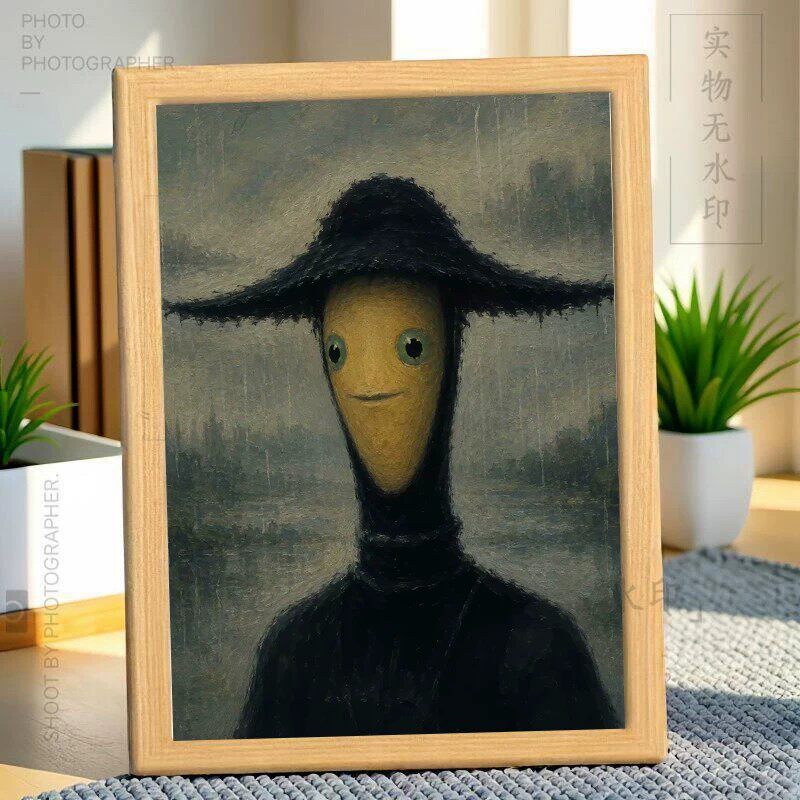 奶龙名画梵高油画相框挂画装饰画摆台创意搞笑抽象恶搞朋友抽象台