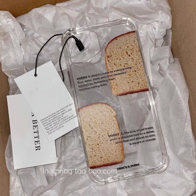 韩ins简约面包吐司手机壳