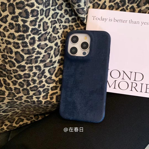 在春日韩系ins做旧复古蓝手机壳