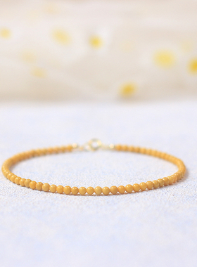 天然超细文玩黄玉石手链女