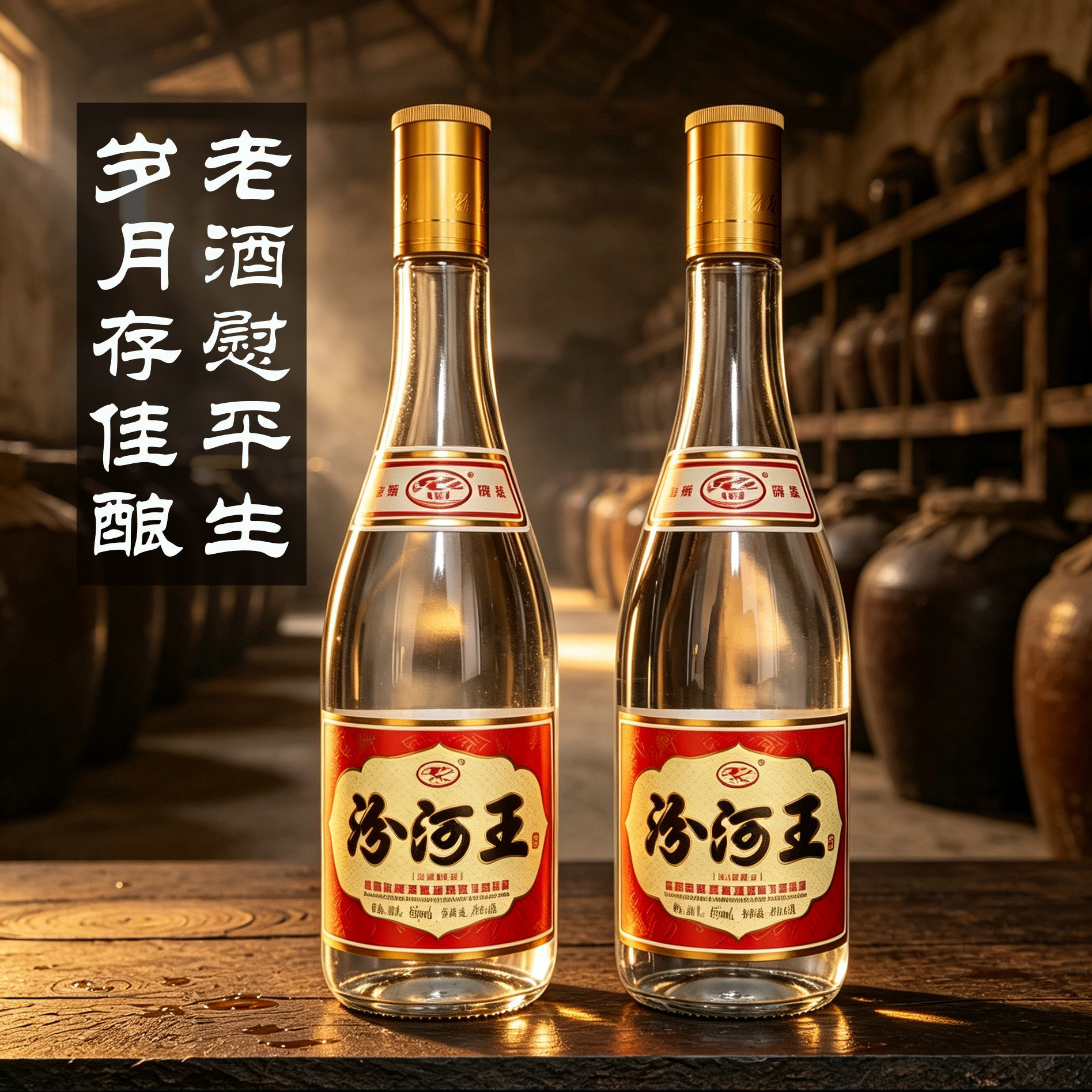 53度汾河王酒山西清香型黄盖固态纯粮食高度口粮酒高粱白酒475ml