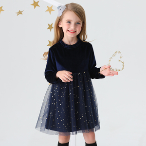 女童连衣裙秋冬丝绒长袖连衣裙2025网纱公主裙女童冬装连衣裙洋气