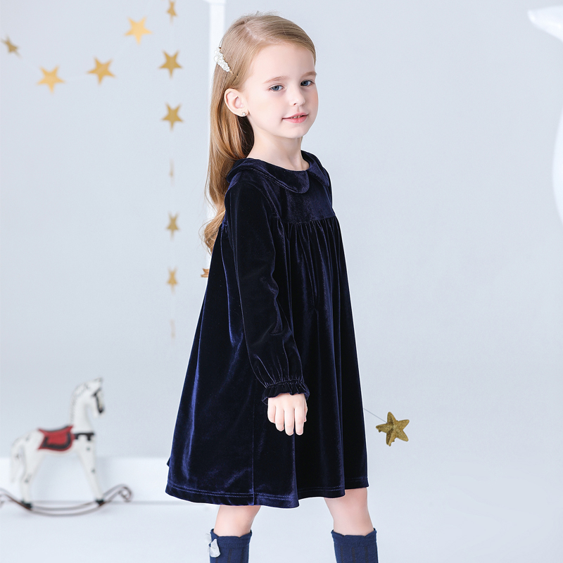 连衣裙小圆领童装丝绒