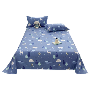 品牌全棉1米5床单纯棉2024新款夏天灰色儿童被单三件套四季通用睡