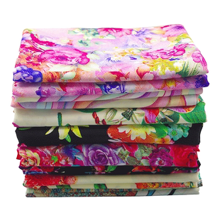 高档雕印真丝人造棉布料 桑绵绸面料 夏季服装纯棉绸碎花睡衣布料