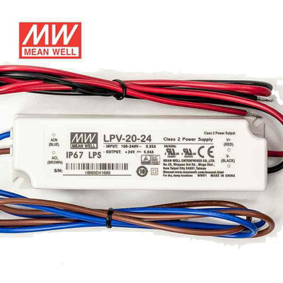 明纬24V电源20W LPV-20-24塑壳IP67防水LED照明0.84A灯带灯箱灯饰