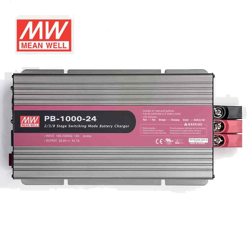 PB-1000-48 1000W 57.6V17.4A 带PFC明纬2/3/8段式铅酸电池充电器