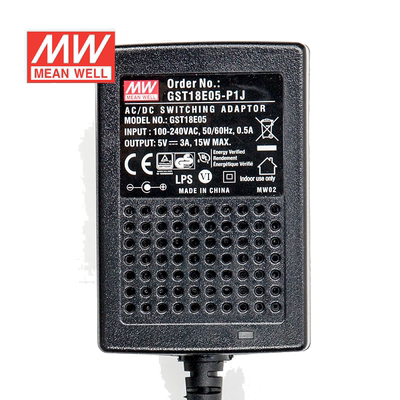 明纬18W电源适配器GST18E工业级05/07/09/12/15/18/24/28/48V欧规