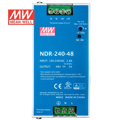 明纬240W导轨电源 NDR-240 24V48V直流稳压开关变压台湾品牌