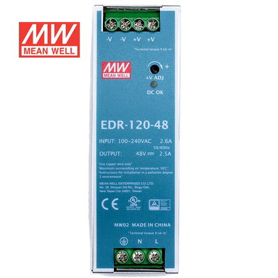 明纬120W导轨电源 EDR-120 12/24/48V 220V转12V直流开关稳压台湾