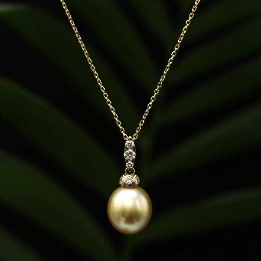 慕古18K金天然海水珍珠项链10-11mm货号MU8W9U62B3