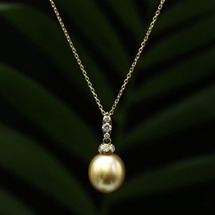 慕古18K金天然海水珍珠项链10 11mm货号MU8W9U62B3