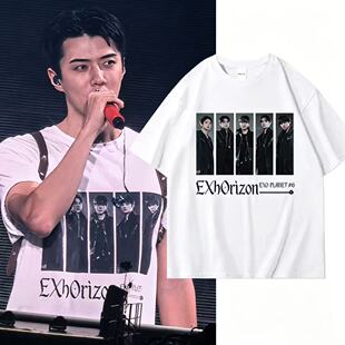 EXO六巡PLANET6香港演唱会朴灿烈吴世勋同款纯棉宽松衣服短袖T恤