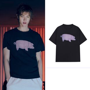 cortis马丁Martin同款Pink Floyd乐队小猪印花纯棉外穿短袖T恤